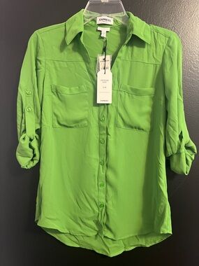 EXPRESS Leaf Green Portofino  Button-Down Shirt